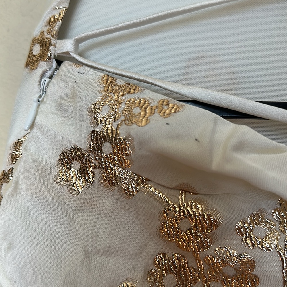 HOUSE OF CB 'Capriana' White & Gold Jacquard Satin Gown NWOT size XS - Picture 10 of 14